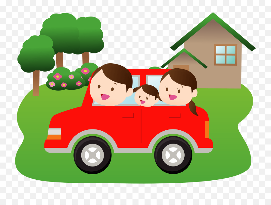 Family Is Driving Their Car Clipart - Sharing Emoji,Driving Clipart