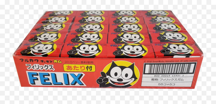 Marukawa Fusen Felix The Cat Chewing Gum 60 Pcs Strawberry Flavored 116 Oz Emoji,Felix The Cat Png