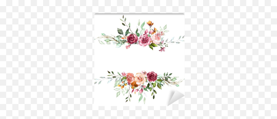 Vintage Card Watercolor Wedding Invitation Design With Pink Emoji,Watercolor Floral Clipart