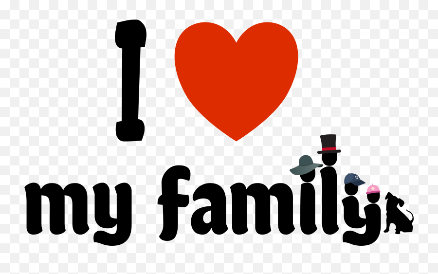 Download I Love My Family With Four Funny Hats And The Dog Emoji,Family Clipart Transparent Background