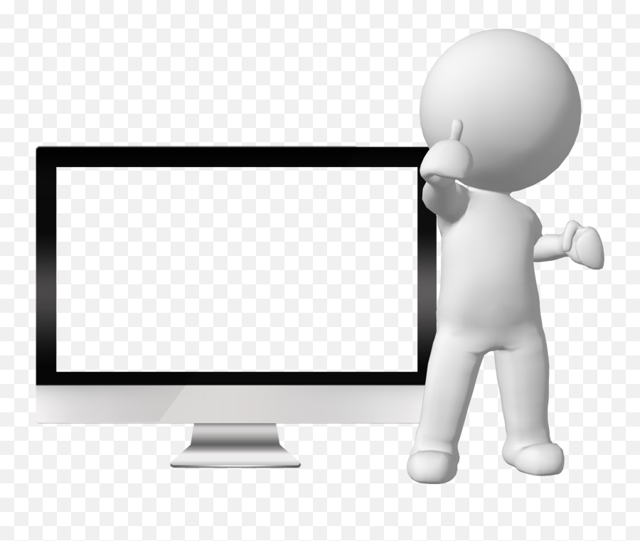 Man With Monitor 03 - 3d Man Computer Png Clipart Full Emoji,Monitor Transparent Background