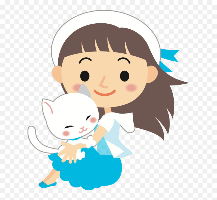 Art Cheek Child Png Clipart - Girl With Cat Clipart Emoji,Royalty Free Clipart