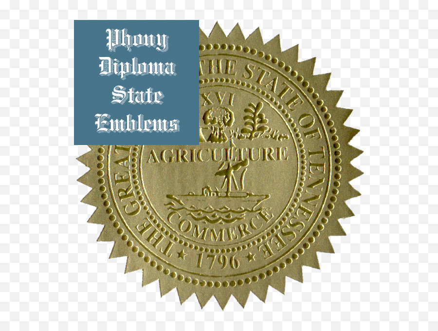 Phony Diploma Gold Foil State Seals And Emblems Emoji,Tennessee State Logo