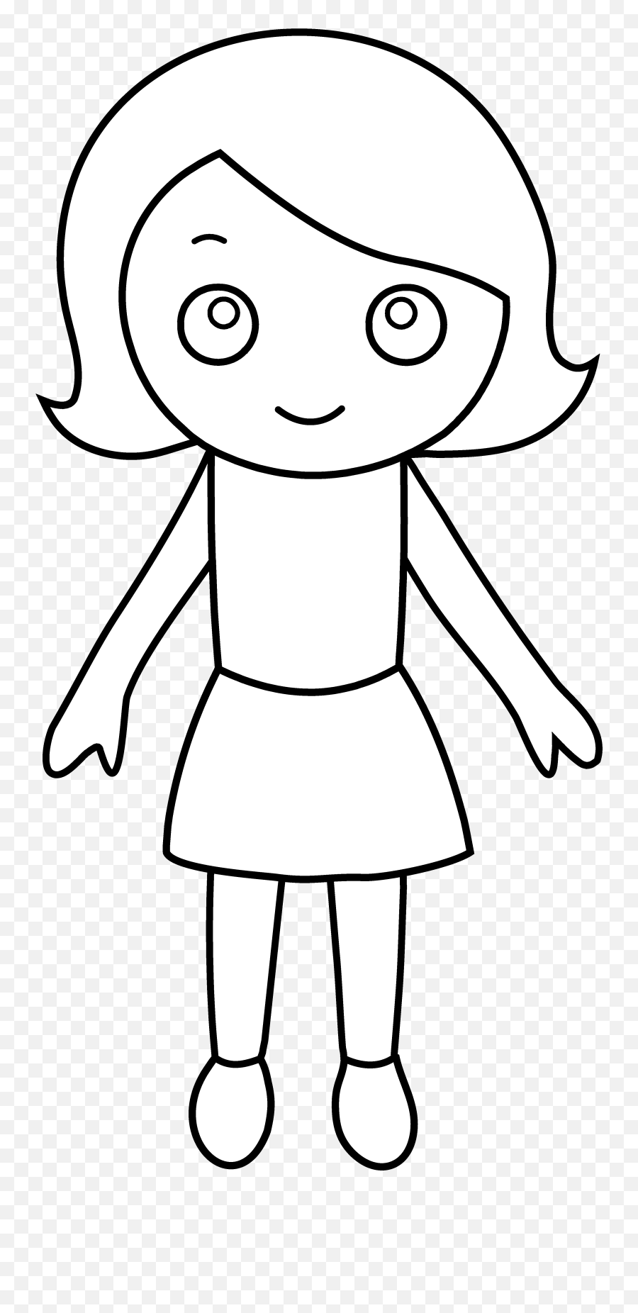 Nice Clipart Little Girl Nice Little - Free Girl Cartoon Outline Emoji,Little Girl Clipart