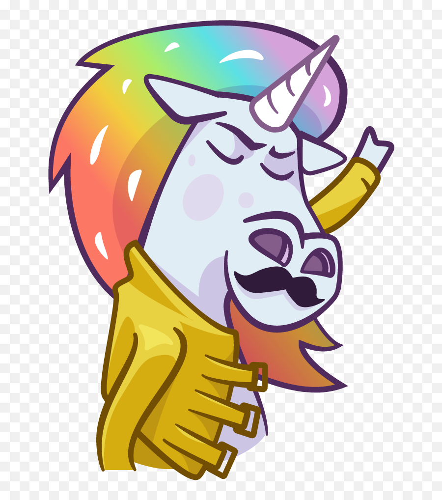 Uniquely Unicorn Raising His Fist In A - Unicorn Freddie Mercury Emoji,Freddie Mercury Clipart