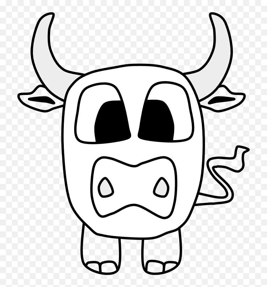 Bull Big Eyes Black And White Cartoon Animal Png Clipart - Big Horn Picture Cartoon Emoji,Animal Clipart Black And White