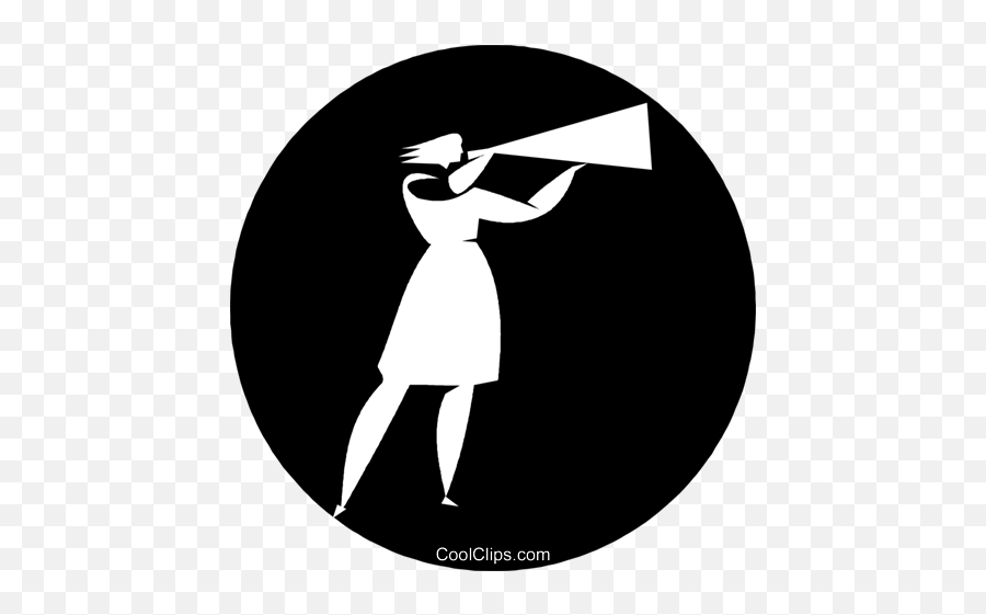 Person Speaking Into A Megaphone Royalty Free Vector Clip Emoji,Megaphone Clipart Black And White