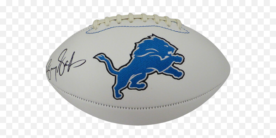 Barry Sanders Detroit Lions Autographed Signed Lions White Logo Football 125725 Bas Coa Emoji,Detriot Lions Logo