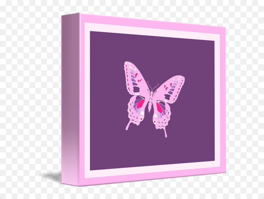 Pink Butterfly On Violet Background By L Brown Emoji,Pink Butterfly Png