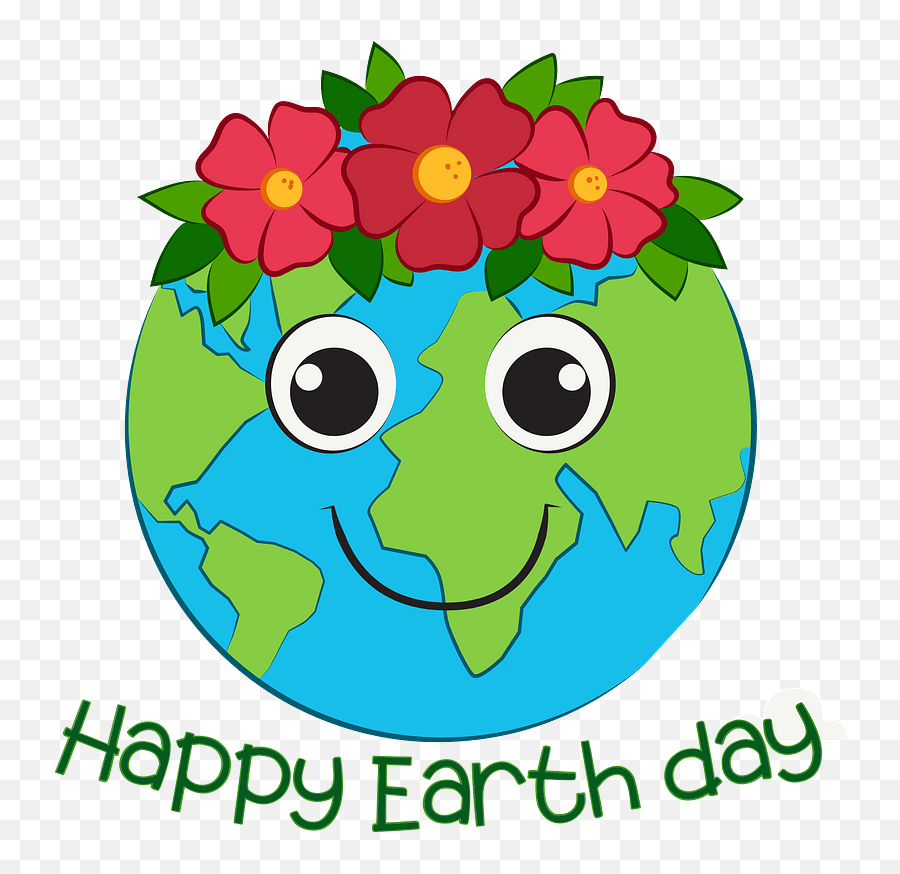 Earth Day Clipart - Cute Earth With Flower Clipart Emoji,Day Clipart