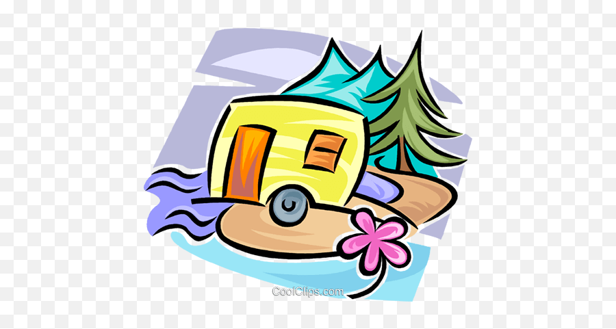Camping Trailer Royalty Free Vector Clip Art Illustration - Wohnwagen Clipart Emoji,Trailer Clipart