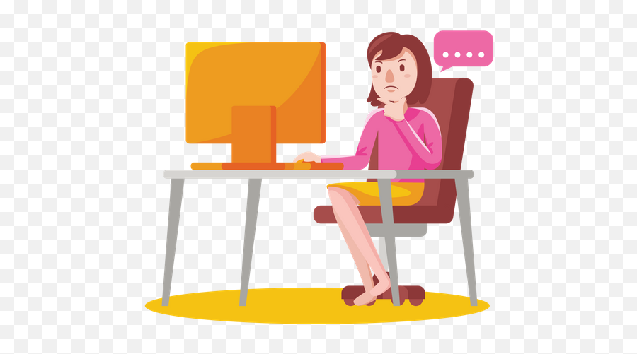 Premium Working Woman Illustration Pack From People Emoji,People Sitting At Table Png
