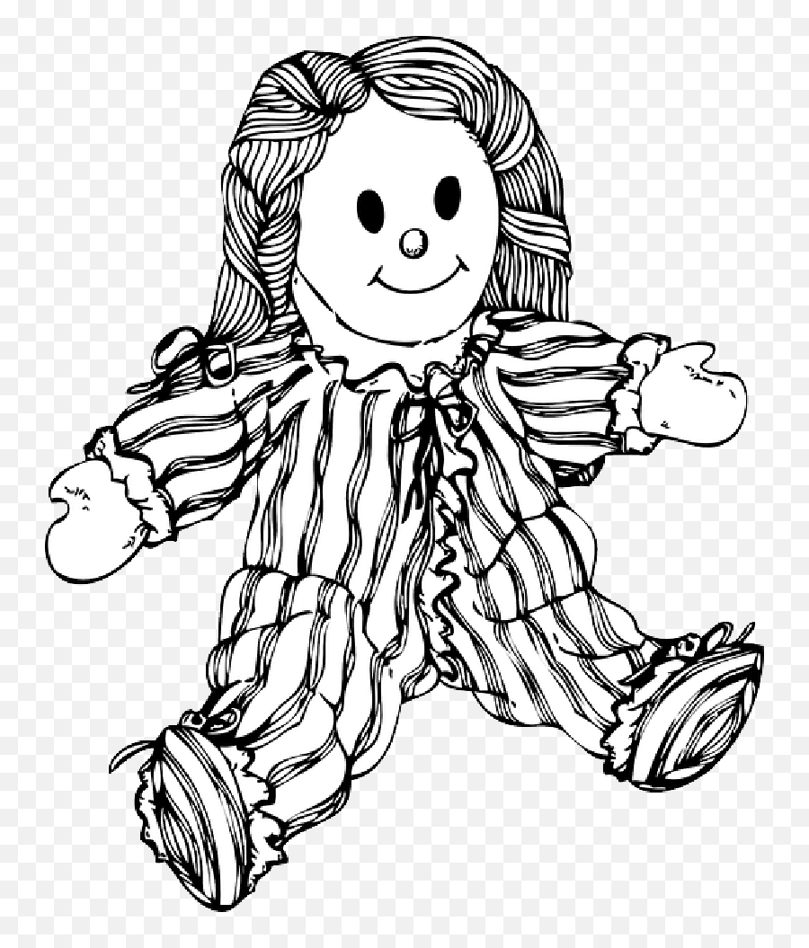 Stuffed Doll Clipart - Doll Black And White Clip Art Emoji,Doll Clipart