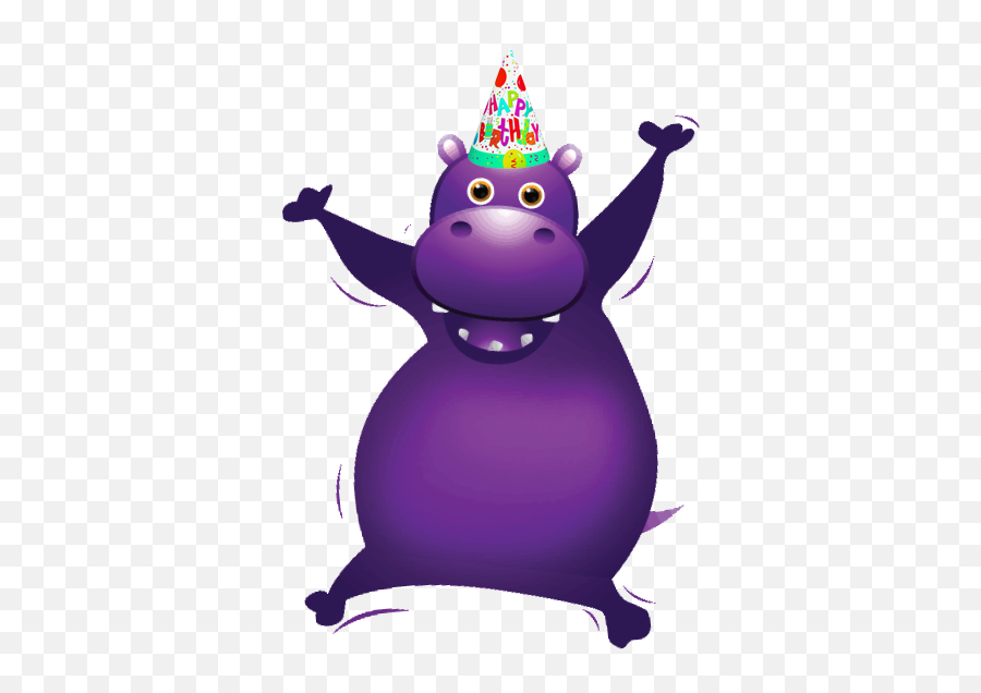 Hippopotamus Clipart Animated - Hippo Birthday Animated Gif Cartoon Hippo Birthday Gif Emoji,Animated Clipart