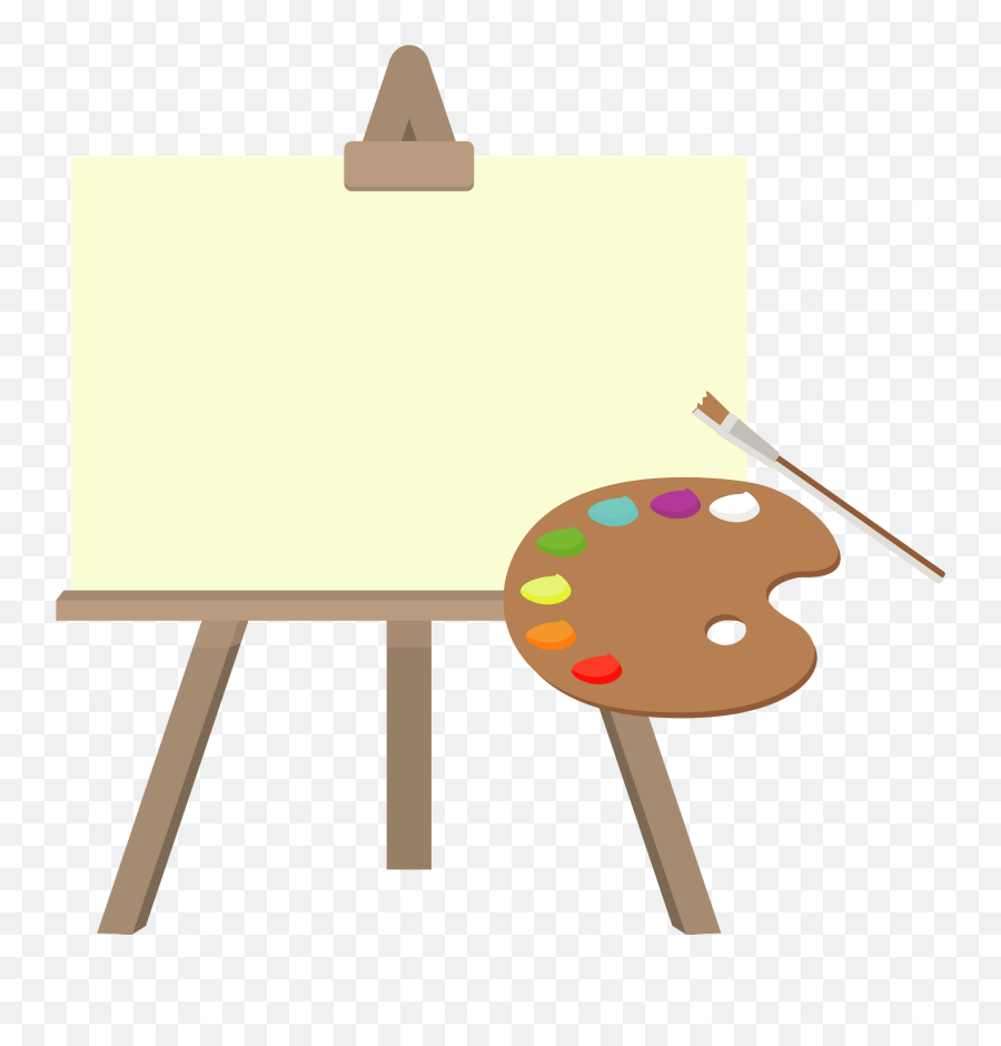 Art Canvas On An Easel And Paint Palette Clipart Free - Art Canvas And Paint Clipart Emoji,Painting Clipart