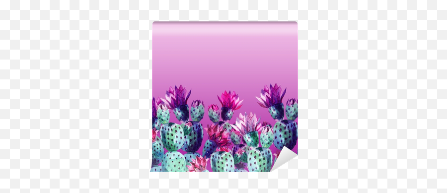 Watercolor Cactus Wall Mural U2022 Pixers - We Live To Change Emoji,Watercolor Cactus Png