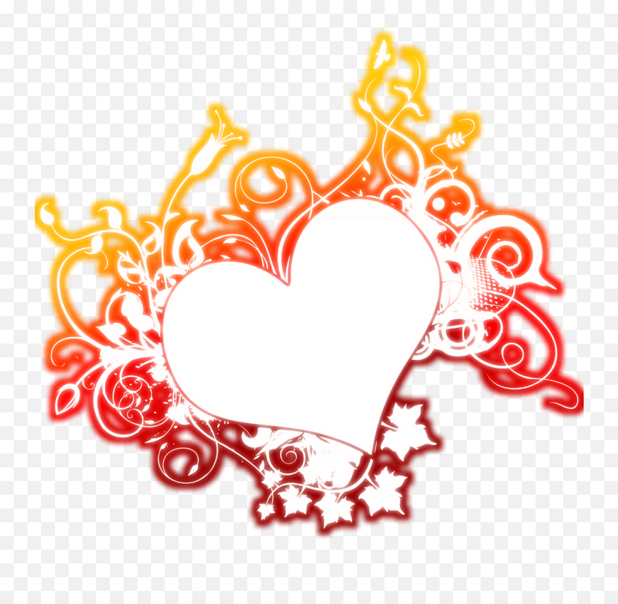 Neon Heart Hearts Fire Red Yellow Orange Love - Heart Emoji,Neon Heart Png