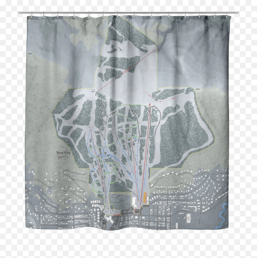 Snow King Ski Trail Map Shower Curtain - Powderaddicts Emoji,Transparent Shower Curtain With Design