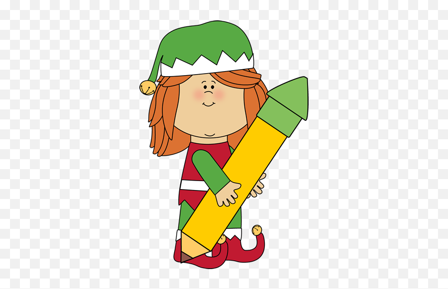 Christmas Elves Clipart - Elf With A Pencil Emoji,Elves Clipart