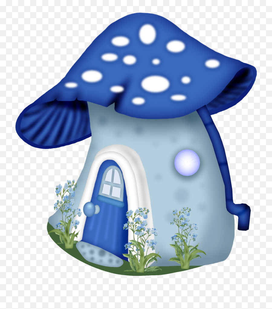 Mushrooms Clipart Blue Mushroom - Drawings Of Fantasy Mushroom House Pencil Drawings Emoji,Mushroom Clipart