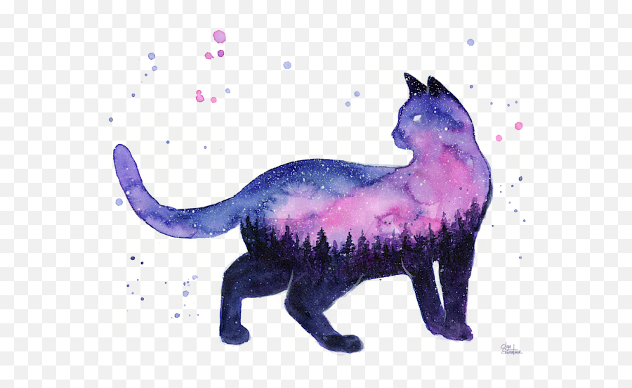 Galaxy Forest Cat Womenu0027s Tank Top Emoji,Cat Transparent Png