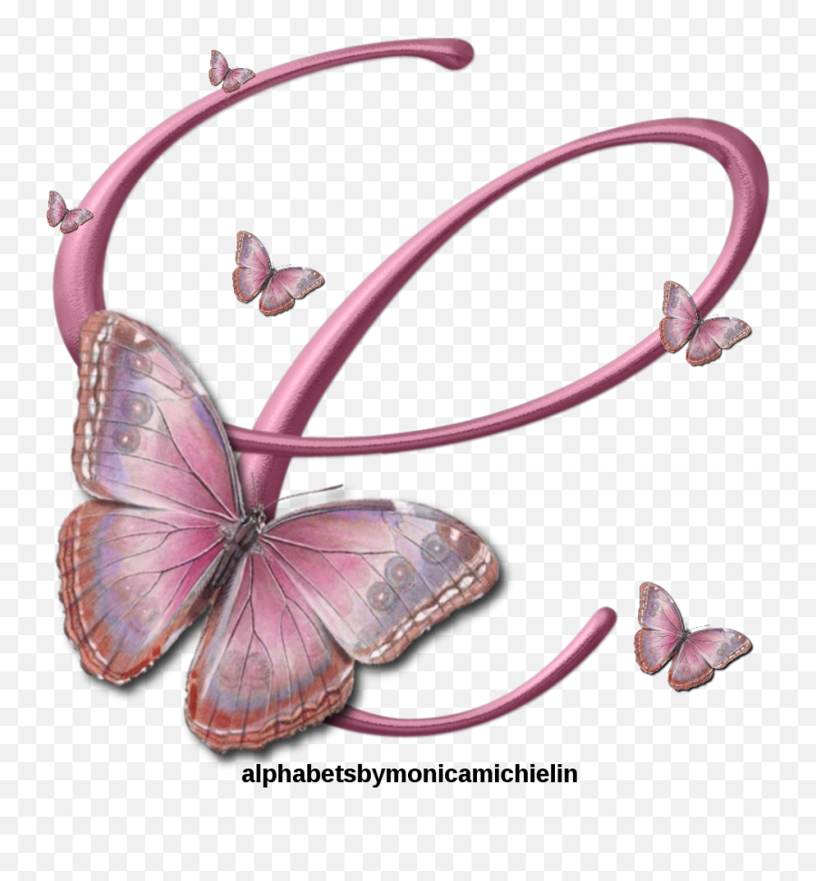 Monica Michielin Alphabets Soft Pink Butterfly Classic Font Emoji,Pink Butterfly Png