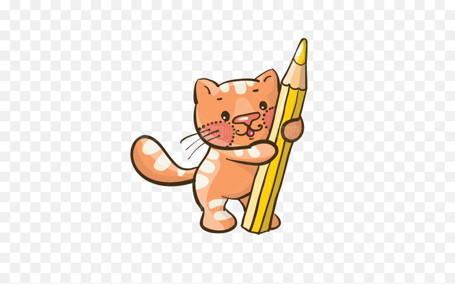 Cute Cat And Pencil Png Cat Clipart Cats Pencil Png - Gatito Con Lapiz Animado Emoji,Cute Cat Clipart