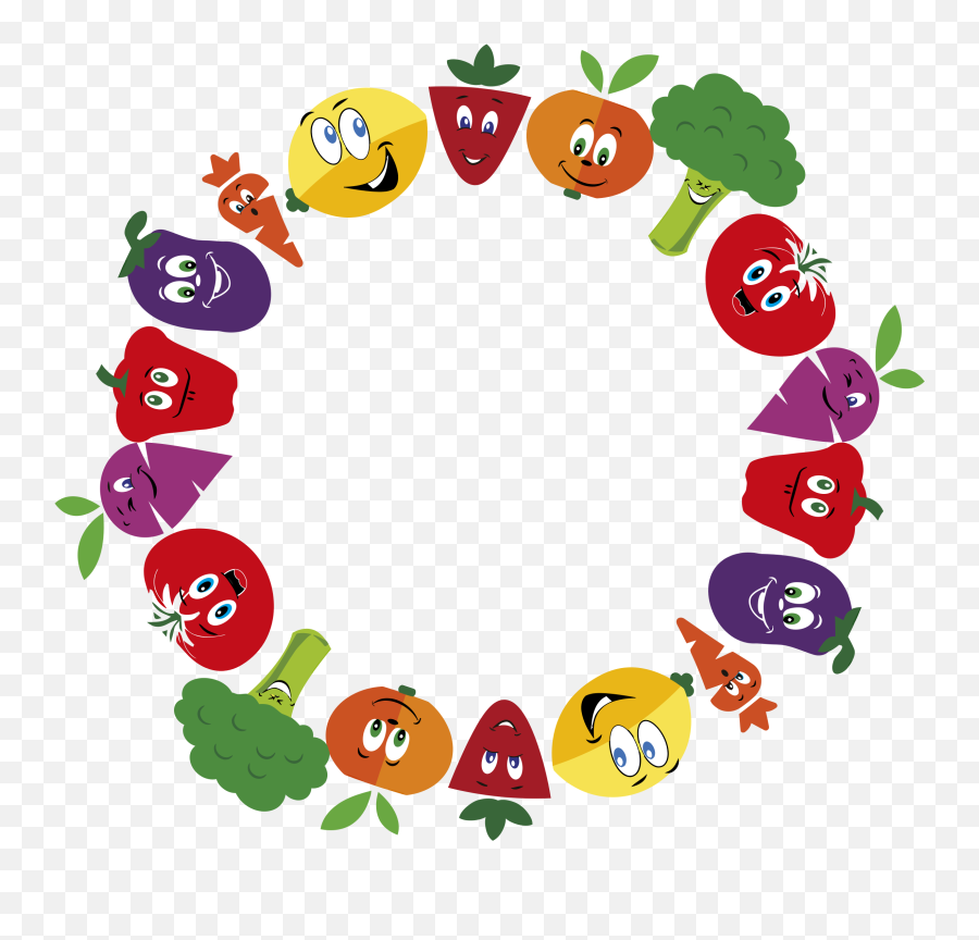 Vegetables And Fruits Frame Png Image - Cute Fruit And Vegetables Clipart Emoji,Vegetables Clipart