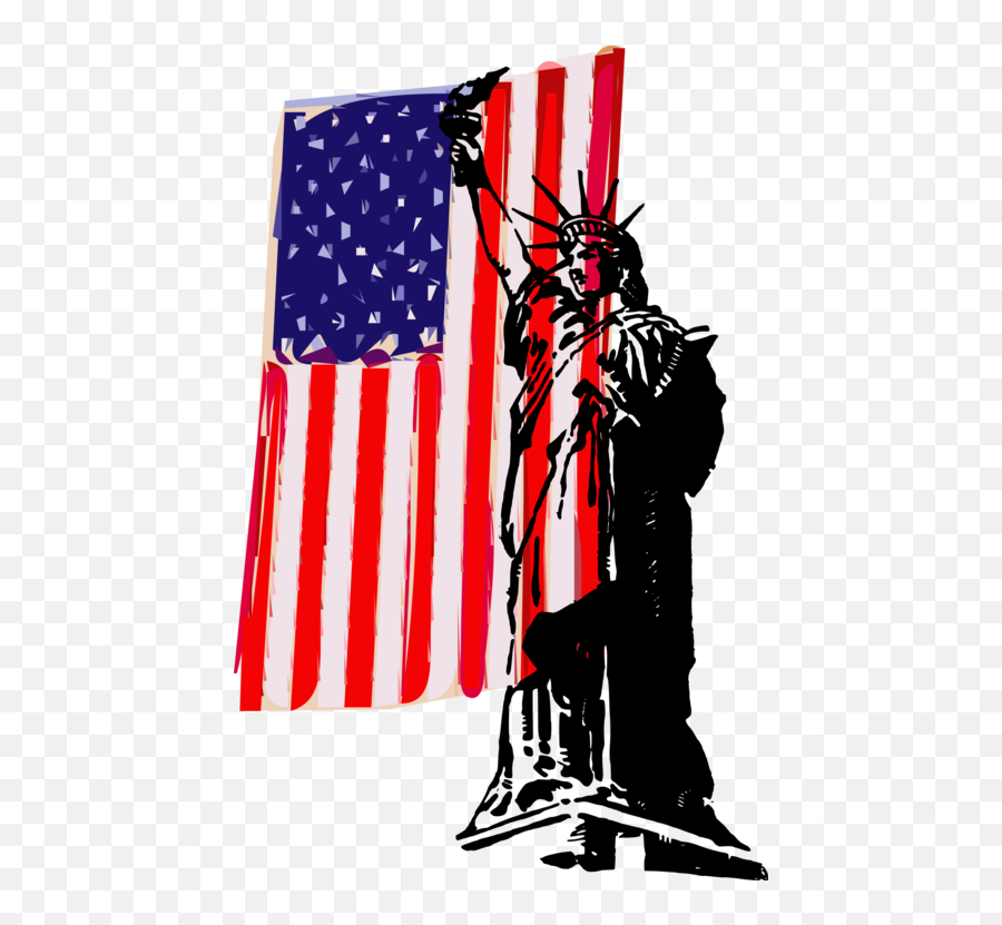 Statue Of Liberty Flag Of The United States Drawing - Statue Usa Statue Of Liberty Drawing Emoji,Usa Flag Png