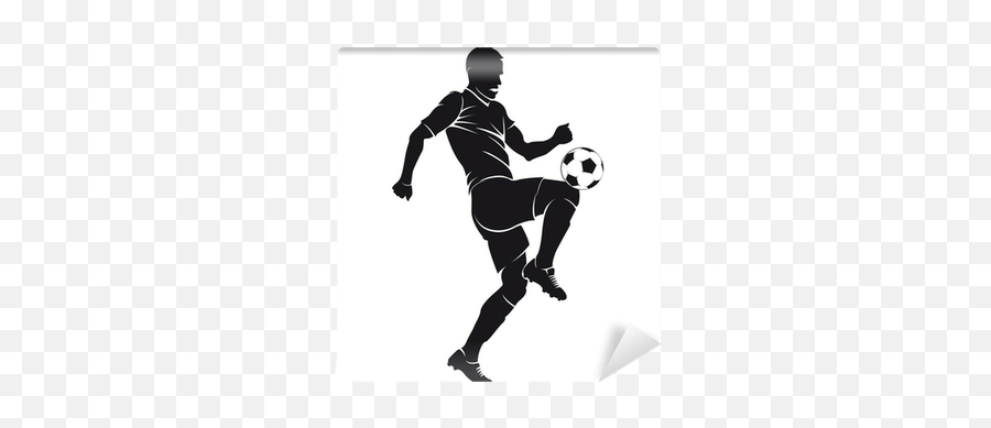 Vector Football Soccer Player Silhouette With Ball Isolated Emoji,Football Player Silhouette Png