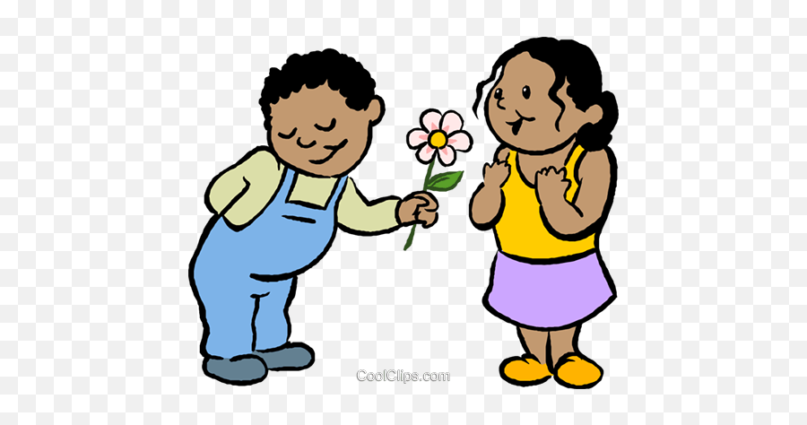 Download Hd Little Boy Giving A Girl A Flower - Giving A Emoji,Young Boy Clipart