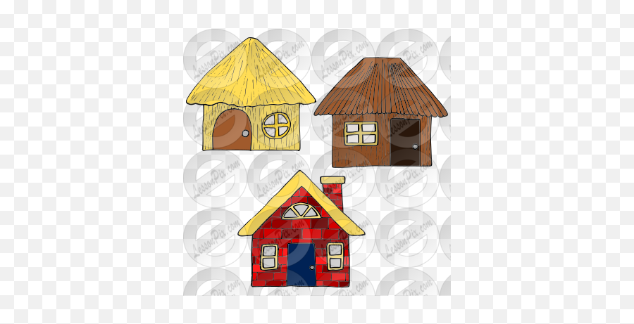 Three Pigs Houses Picture For Classroom - Lumber Emoji,Houses Clipart