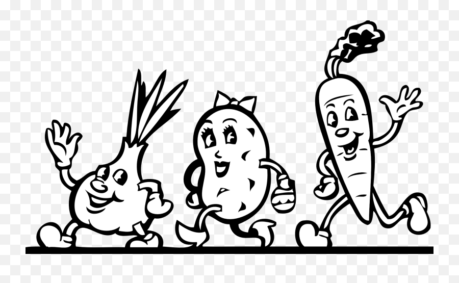 Running Vegetables Clip Art At Clker - Outline Vegetables Clipart Black And White Emoji,Vegetables Clipart