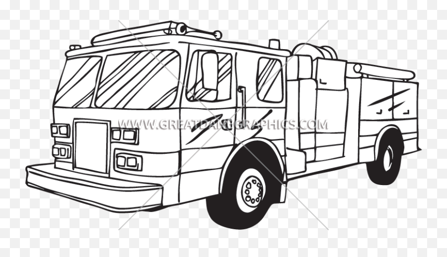 Fire Truck Production Ready Artwork For T - Shirt Printing Emoji,Firetruck Clipart Black And White