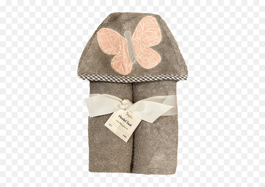 Grey Hooded Towel With Pink Butterfly Emoji,Pink Butterfly Png
