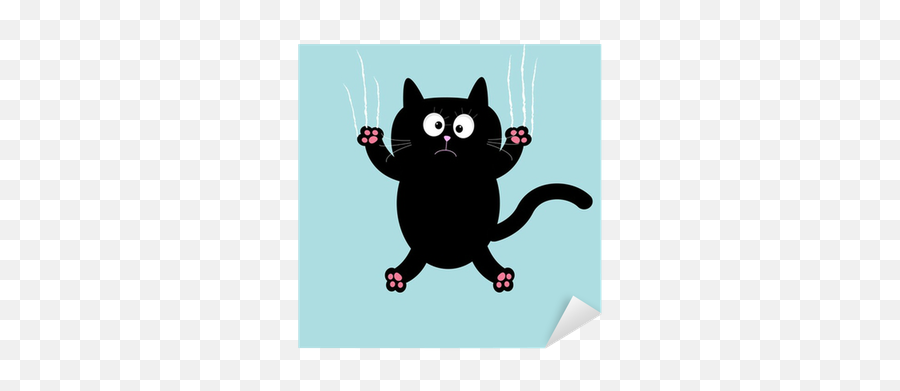 Cartoon Black Cat Claw Scratch Glass Background Sticker Emoji,Scratch Cat Png