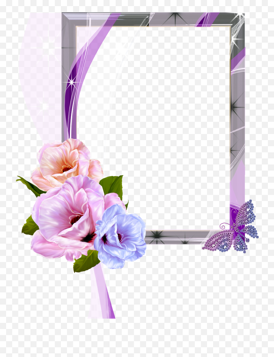 Png Frame With Flowers On A Transparent Background 1200 X Emoji,Frames Transparent Background