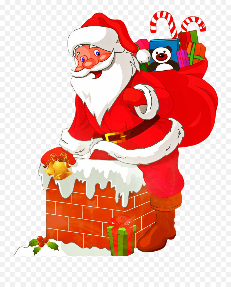 Santa Claus With Presents Clipart - Clipart Santa Claus Emoji,Presents Clipart