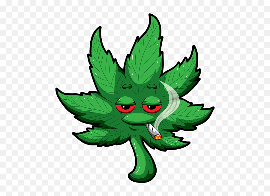 Cannabis Leaf With Red Eyes Smokes Weed Thc Cbd Duvet Cover - Cartoon Stoned Pot Leaf Emoji,Marijuana Leaf Clipart