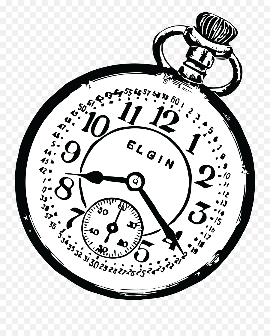 Pocket Watch Drawing Alice In Wonderland - Transparent Clipart Watch Black And White Emoji,Watch Clipart