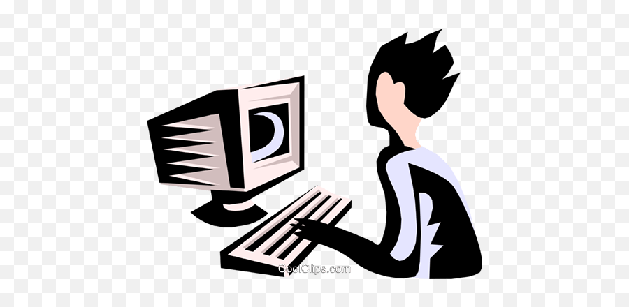Person At Work Royalty Free Vector Clip Art Illustration Emoji,Person On Computer Clipart