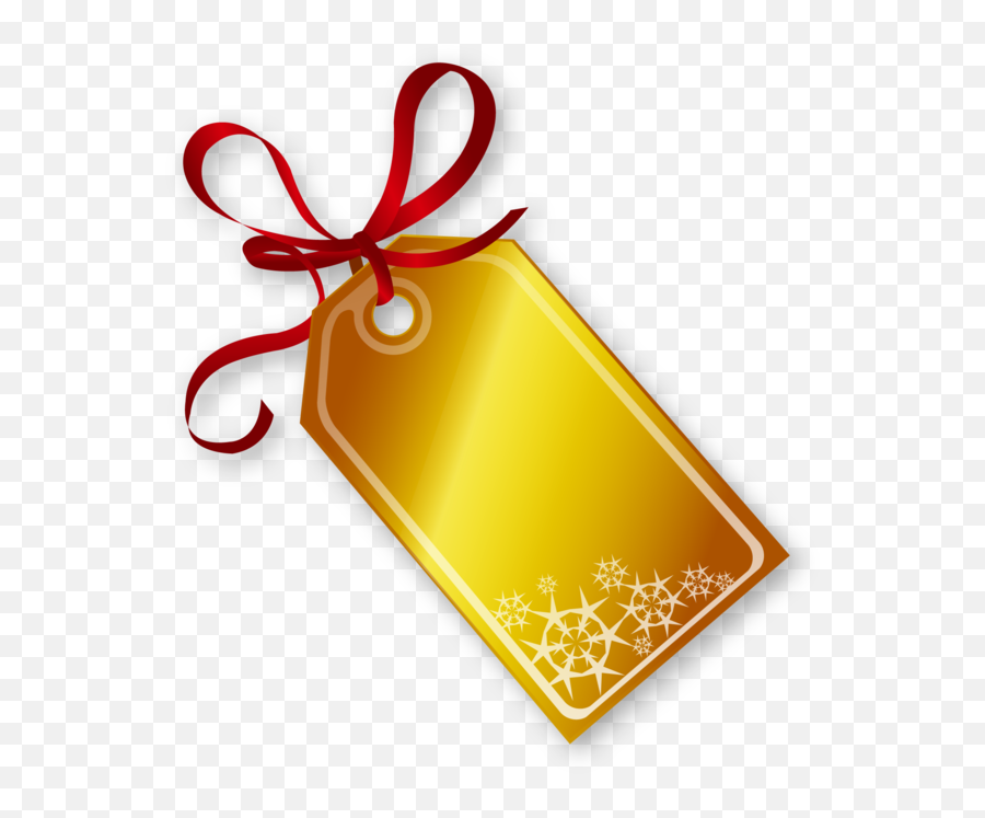 Golden Christmas Tag With Red Ribbon - Ribbon Tag Png Gold Golden Tag Design Png Emoji,Tag Png