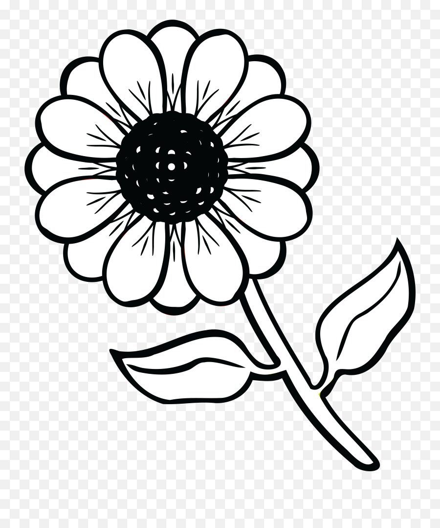 Free Clipart Of A Daisy Flower - Transparent Black And White Clipart Flowers Emoji,Flower Clipart Black And White