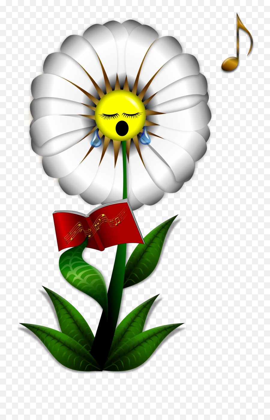 Singing Daisy Png Clip Art Singing - Flower Singing Emoji,Daisy Clipart