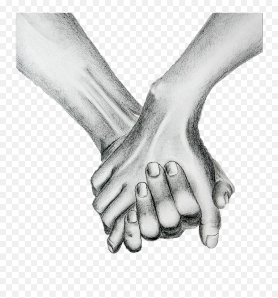 Holdinghands - Human And Skeleton Holding Hands Drawing Holding Hands Black And White Png Emoji,Hands Clipart Black And White