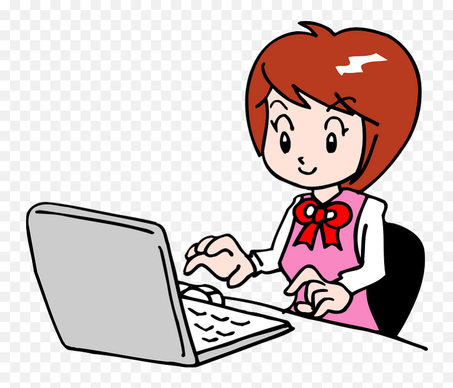 Business Woman Laptop Computer Clipart - Cartoon Png Emoji,Person On Computer Clipart