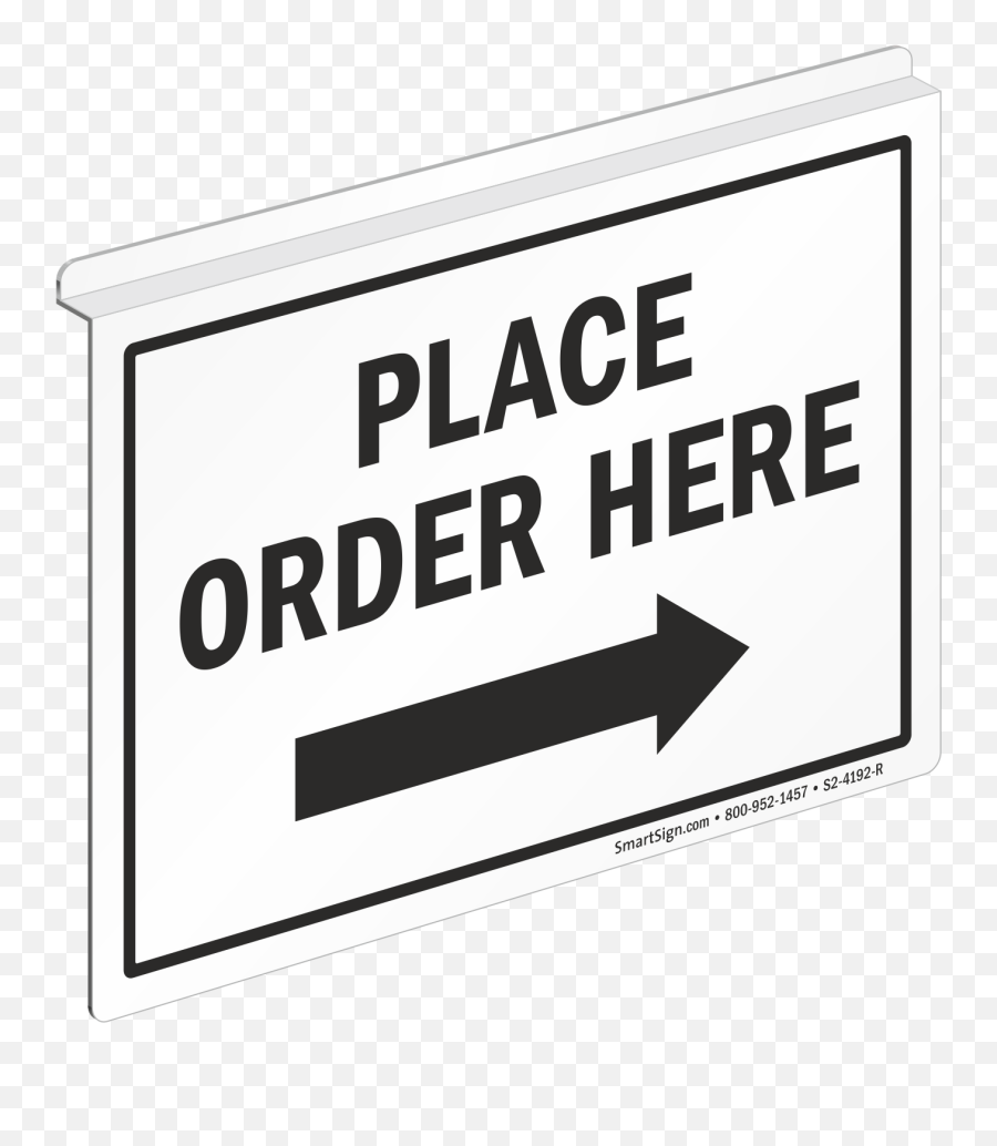 Place Order Here Sign With Right Arrow For Ceiling Sku S2 Emoji,Double Sided Arrow Png