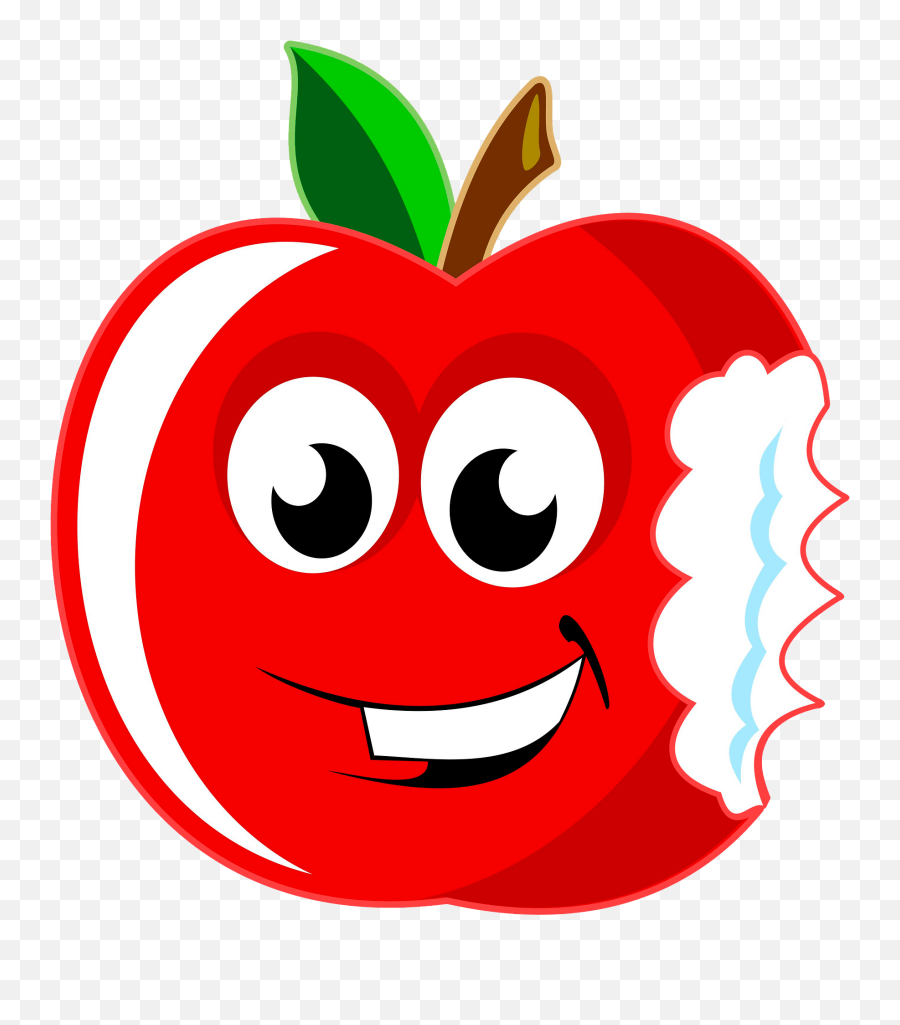 Cartoon Bitten Apple Clipart - Happy Emoji,Apple Clipart