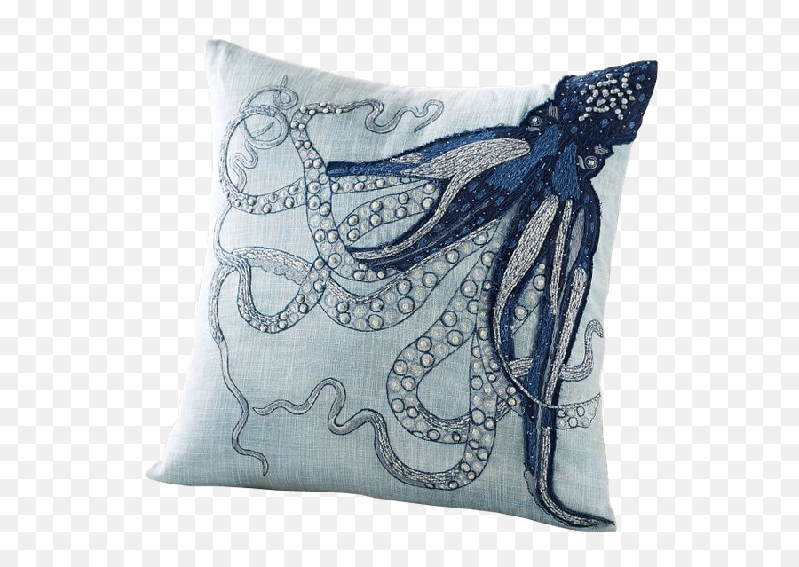 Octopus Tentacle Embroidered Pillow Cover - Pottery Barn Octopus Pillow Cover Emoji,Tentacle Png