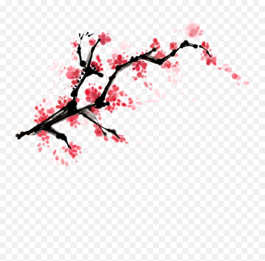 Cherry Blossom Tree - Chinese Ink Painting Blossom Chinese Peach Blossom Drawing Emoji,Cherry Blossom Transparent Background